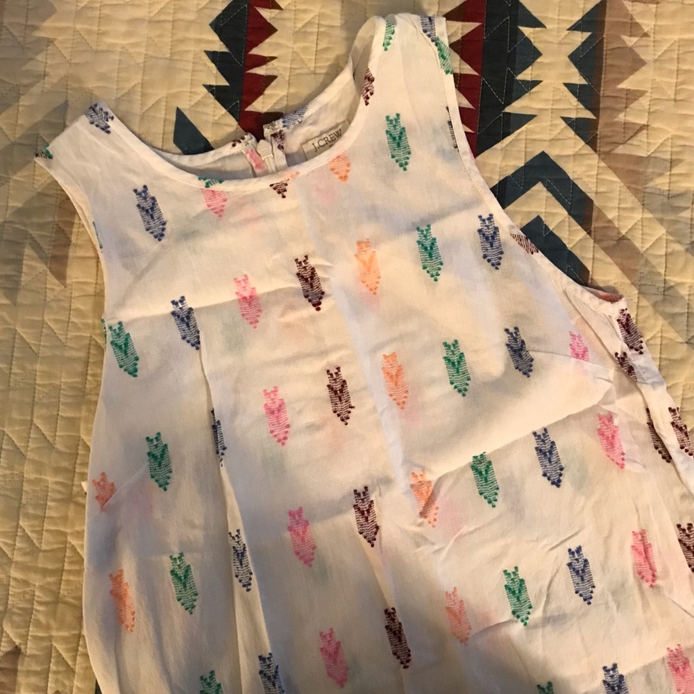 J. Crew white Tank with Woven Multicolored Detail